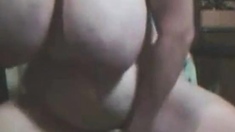 Long tits BBW bounces on dildo for cam